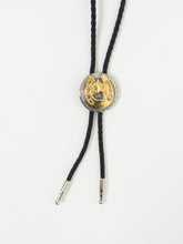 Load image into Gallery viewer, Vintage x Black Leather, Silver &amp; Gold Horseshoe Bolo