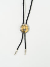 Load image into Gallery viewer, Vintage x Black Leather, Silver &amp; Gold Horseshoe Bolo