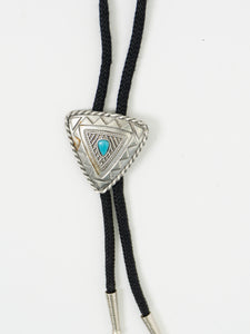 Vintage x Black, Silver, Teal Stone Bolo