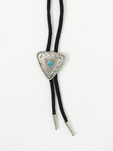 Vintage x Black, Silver, Teal Stone Bolo