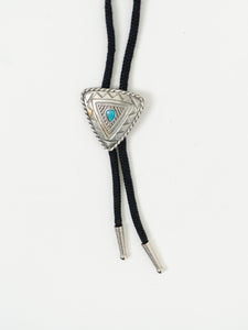 Vintage x Black, Silver, Teal Stone Bolo