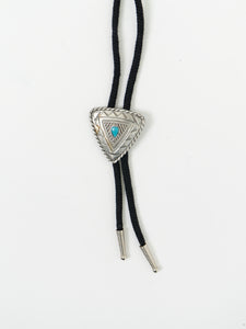 Vintage x Black, Silver, Teal Stone Bolo