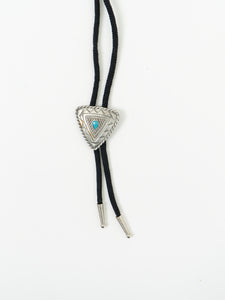 Vintage x Black, Silver, Teal Stone Bolo