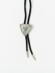 Vintage x Black, Silver, Teal Stone Bolo