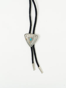 Vintage x Black, Silver, Teal Stone Bolo