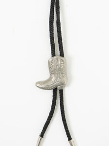 Vintage x Black, Silver Cowboy Boot Bolo