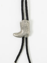 Load image into Gallery viewer, Vintage x Black, Silver Cowboy Boot Bolo