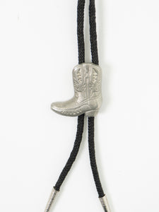 Vintage x Black, Silver Cowboy Boot Bolo