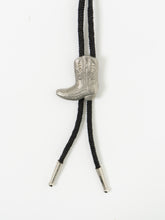 Load image into Gallery viewer, Vintage x Black, Silver Cowboy Boot Bolo