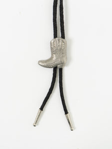 Vintage x Black, Silver Cowboy Boot Bolo