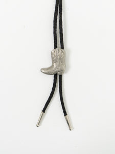 Vintage x Black, Silver Cowboy Boot Bolo