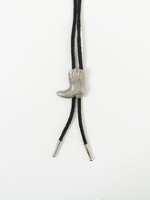 Load image into Gallery viewer, Vintage x Black, Silver Cowboy Boot Bolo