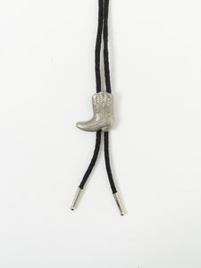 Vintage x Black, Silver Cowboy Boot Bolo