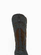 Load image into Gallery viewer, ZARA x Brown, Black Tall Leather Cowboy Boot (6.5)