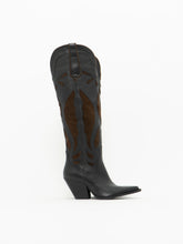 Load image into Gallery viewer, ZARA x Brown, Black Tall Leather Cowboy Boot (6.5)