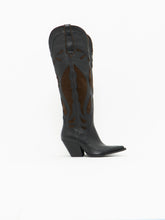 Load image into Gallery viewer, ZARA x Brown, Black Tall Leather Cowboy Boot (6.5)