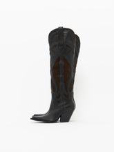 Load image into Gallery viewer, ZARA x Brown, Black Tall Leather Cowboy Boot (6.5)