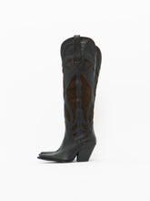 Load image into Gallery viewer, ZARA x Brown, Black Tall Leather Cowboy Boot (6.5)