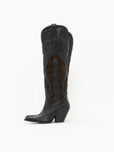 Load image into Gallery viewer, ZARA x Brown, Black Tall Leather Cowboy Boot (6.5)