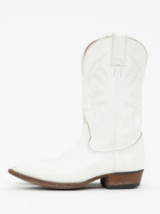 Vintage x BILTRITE White Leather Cowboy Boots (8, 8.5W)