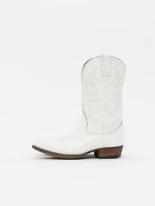 Vintage x BILTRITE White Leather Cowboy Boots (8, 8.5W)