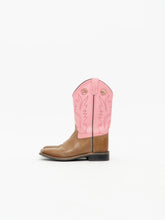 Load image into Gallery viewer, Vintage x Made in India x OLD WEST Tan &amp; Pink leather Cowboy Boots (6-6.5)