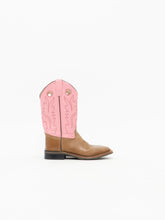 Load image into Gallery viewer, Vintage x Made in India x OLD WEST Tan &amp; Pink leather Cowboy Boots (6-6.5)