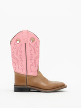 Load image into Gallery viewer, Vintage x Made in India x OLD WEST Tan &amp; Pink leather Cowboy Boots (6-6.5)