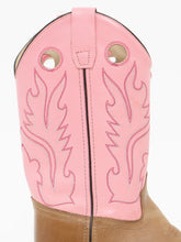 Load image into Gallery viewer, Vintage x Made in India x OLD WEST Tan &amp; Pink leather Cowboy Boots (6-6.5)