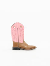 Load image into Gallery viewer, Vintage x Made in India x OLD WEST Tan &amp; Pink leather Cowboy Boots (6-6.5)