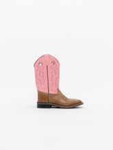 Load image into Gallery viewer, Vintage x Made in India x OLD WEST Tan &amp; Pink leather Cowboy Boots (6-6.5)