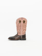 Load image into Gallery viewer, TWISTED x Brown &amp; Pink Suede Embroidered Cowboy Boots (9, 9.5W)