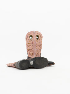 TWISTED x Brown & Pink Suede Embroidered Cowboy Boots (9, 9.5W)