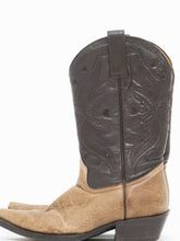 Load image into Gallery viewer, Vintage x Made in USA x African Two-Tone Brown Leather Heart Cowboy Boots (6.5-7)