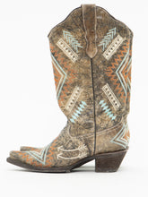 Load image into Gallery viewer, Vintage x CORRAL Faded Embroidered Arrow Cowboy Boot (6.5-7)