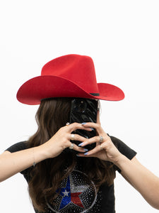 Vintage x Red Wool Cowboy Hat