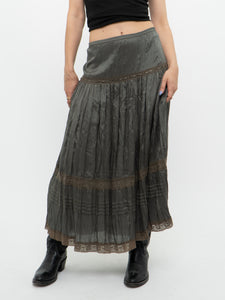 Vintage x Sage Green Bohemian Midi Skirt (M, L)