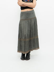 Vintage x Sage Green Bohemian Midi Skirt (M, L)