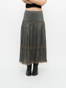 Vintage x Sage Green Bohemian Midi Skirt (M, L)