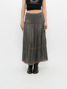 Vintage x Sage Green Bohemian Midi Skirt (M, L)