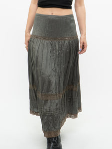 Vintage x Sage Green Bohemian Midi Skirt (M, L)