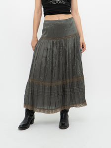 Vintage x Sage Green Bohemian Midi Skirt (M, L)