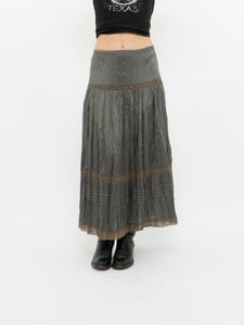 Vintage x Sage Green Bohemian Midi Skirt (M, L)