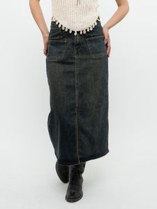 Modern x Faded Denim Stretchy Midi Skirt (S)