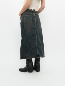 Modern x Faded Denim Stretchy Midi Skirt (S)