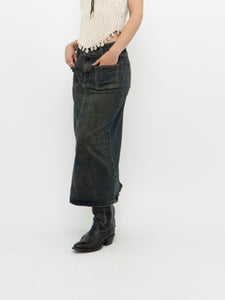 Modern x Faded Denim Stretchy Midi Skirt (S)