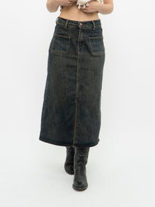 Modern x Faded Denim Stretchy Midi Skirt (S)