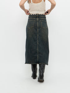 Modern x Faded Denim Stretchy Midi Skirt (S)