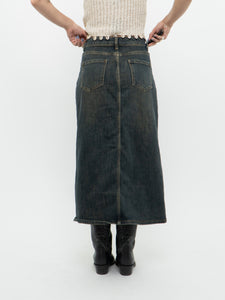 Modern x Faded Denim Stretchy Midi Skirt (S)