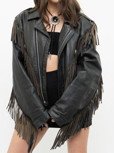 Vintage x OPEN ROAD Black Leather Concho Fringe Jacket (S-L)